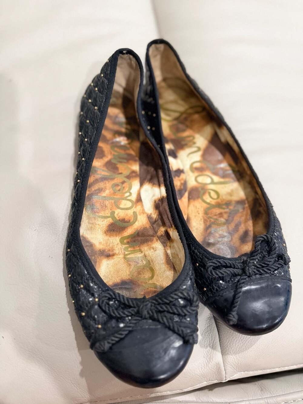 Sam Edelman Calypso Size 10M Black Quilted Ballet Flats Bow